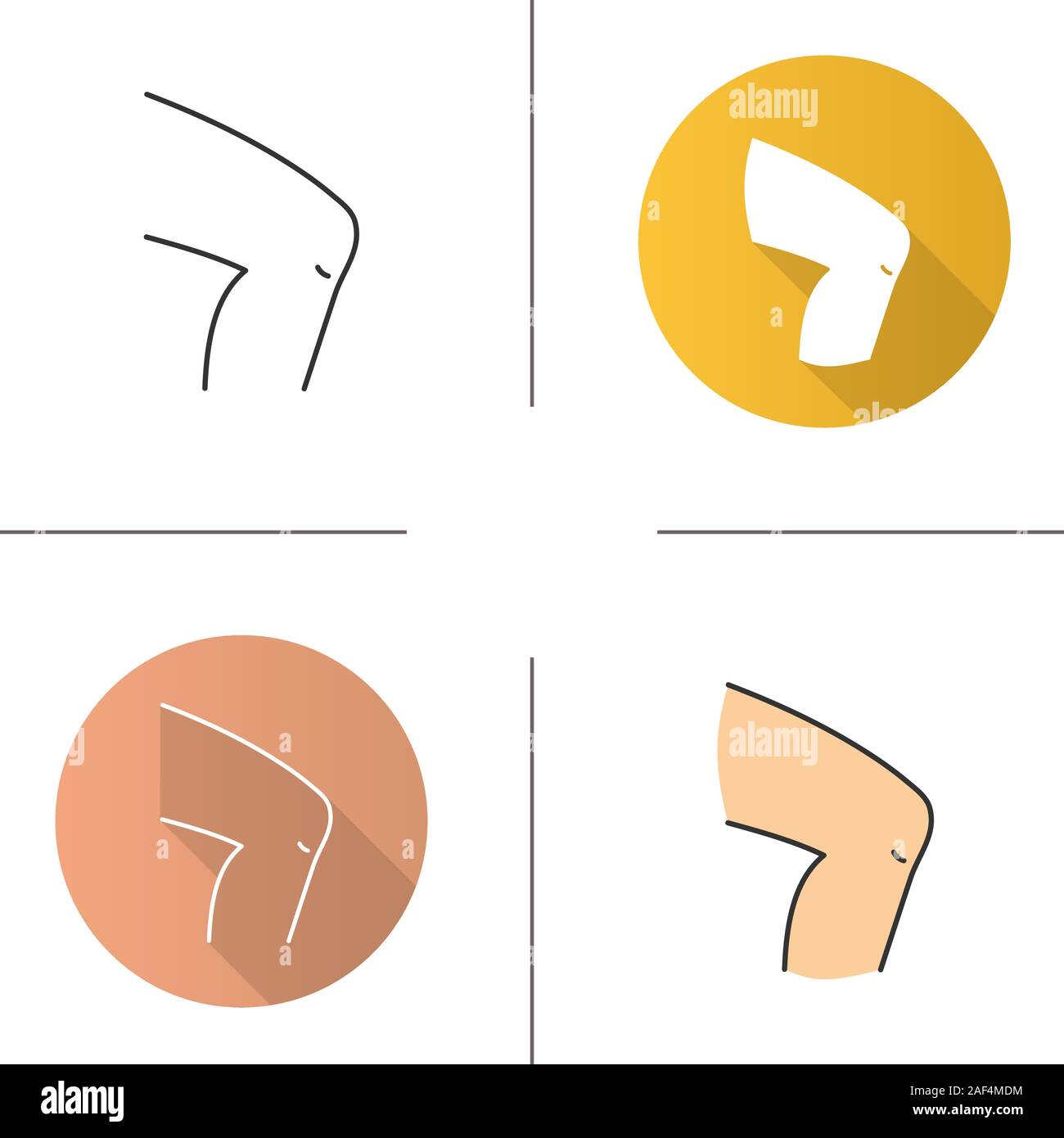 Knee icon. Flat design, linear and color styles. Isolated vector ...
