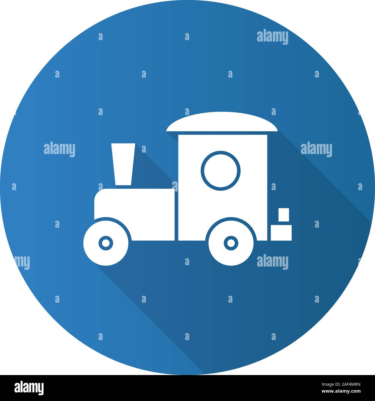 Toy train flat design long shadow glyph icon. Vector silhouette illustration Stock Vector
