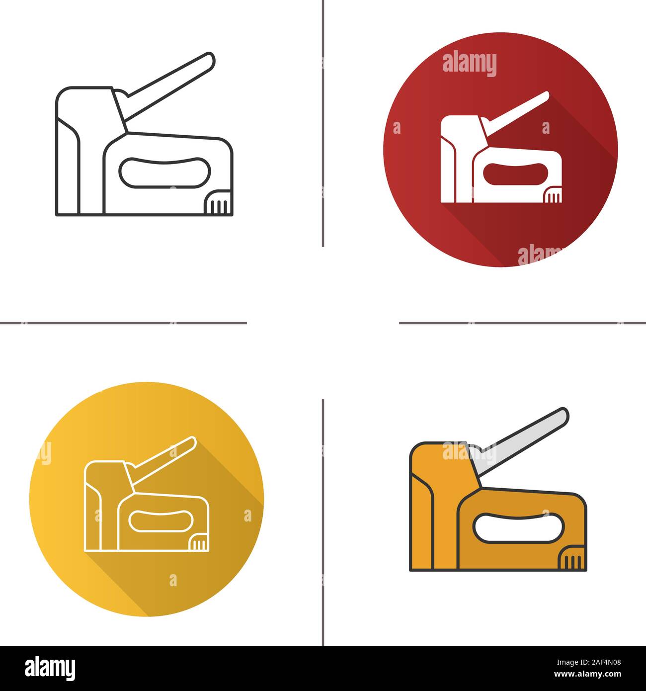 Construction stapler icon. Flat design, linear and color styles. Isolated vector illustrations Stock Vector