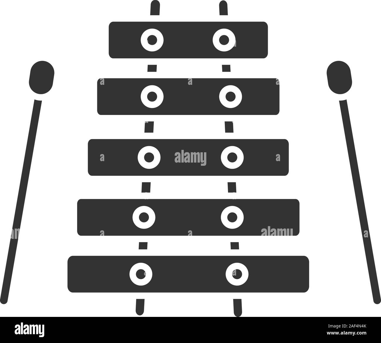 Xylophone glyph icon. Silhouette symbol. Negative space. Vector
