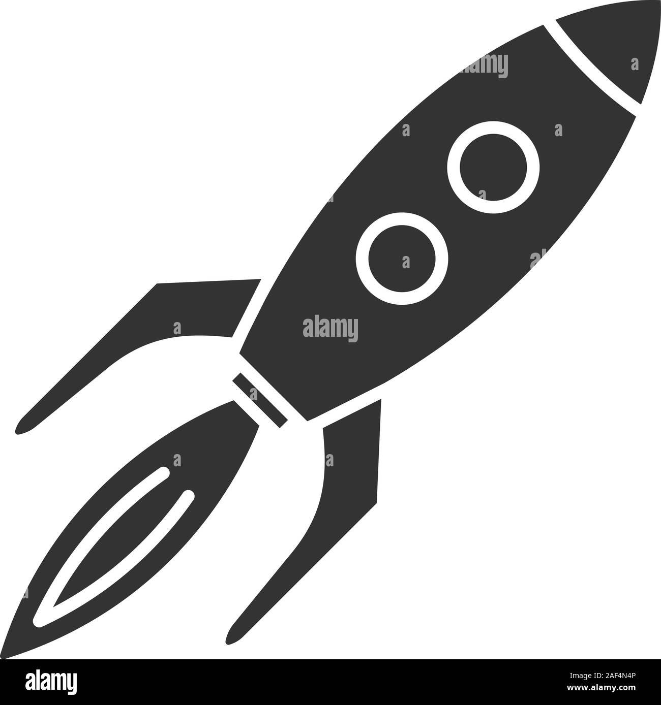 Toy rocket glyph icon. Silhouette symbol. Spaceship. Negative space ...