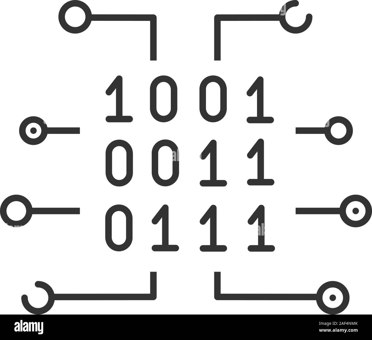 Binary code linear icon. Thin line illustration. Digital data ...