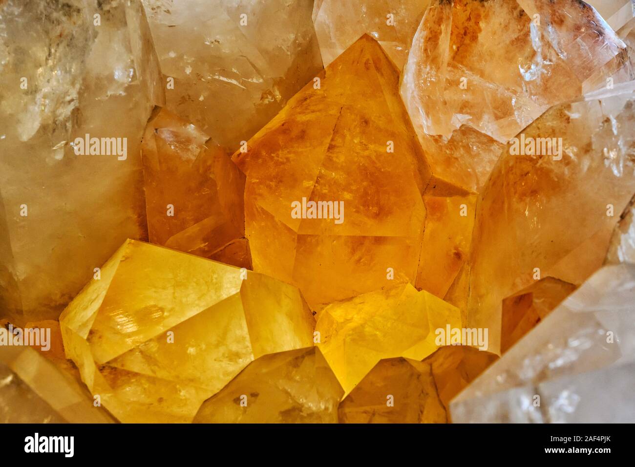 Closeup of large quartz crystal cluster from Arkansas Stock Photo