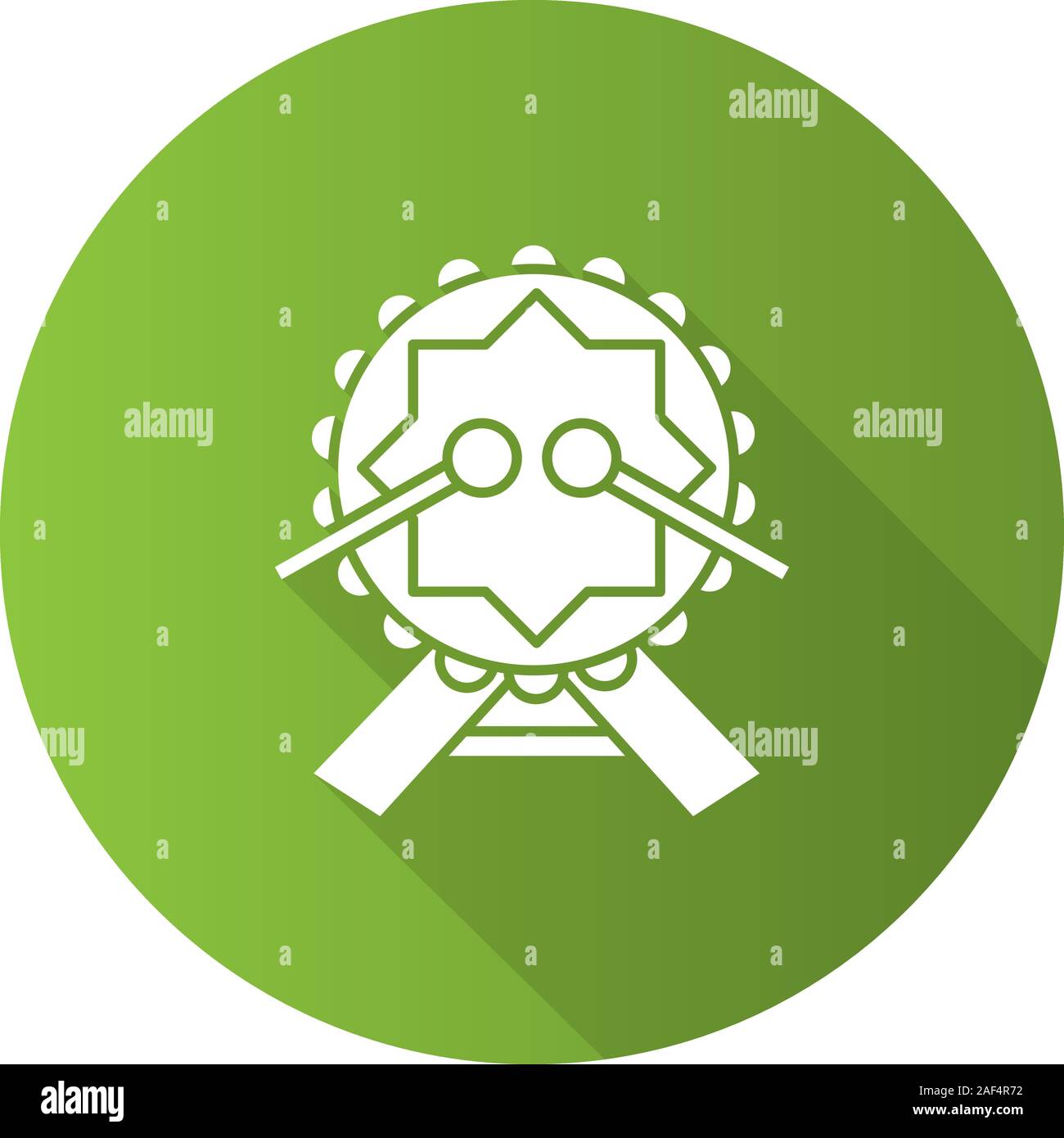 Daf and drumsticks flat design long shadow glyph icon. Drum. Vector ...