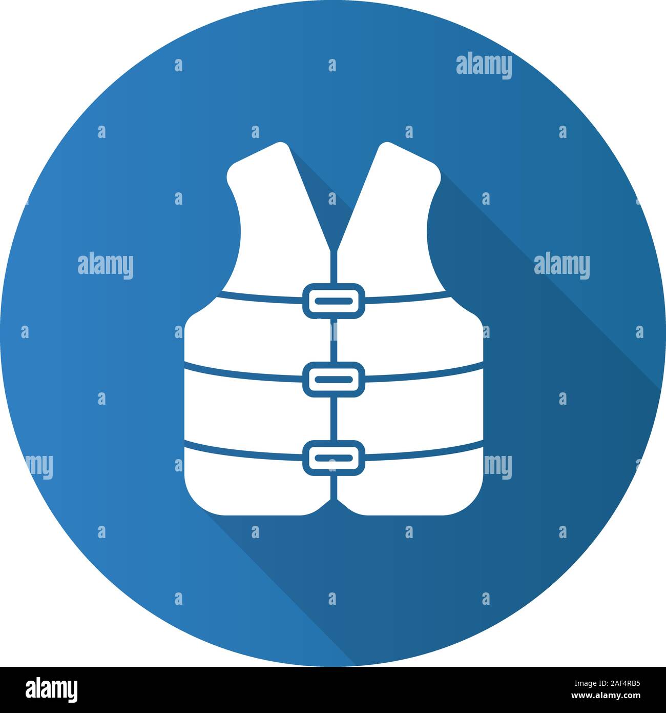 Life jacket flat design long shadow glyph icon. Boating life vest