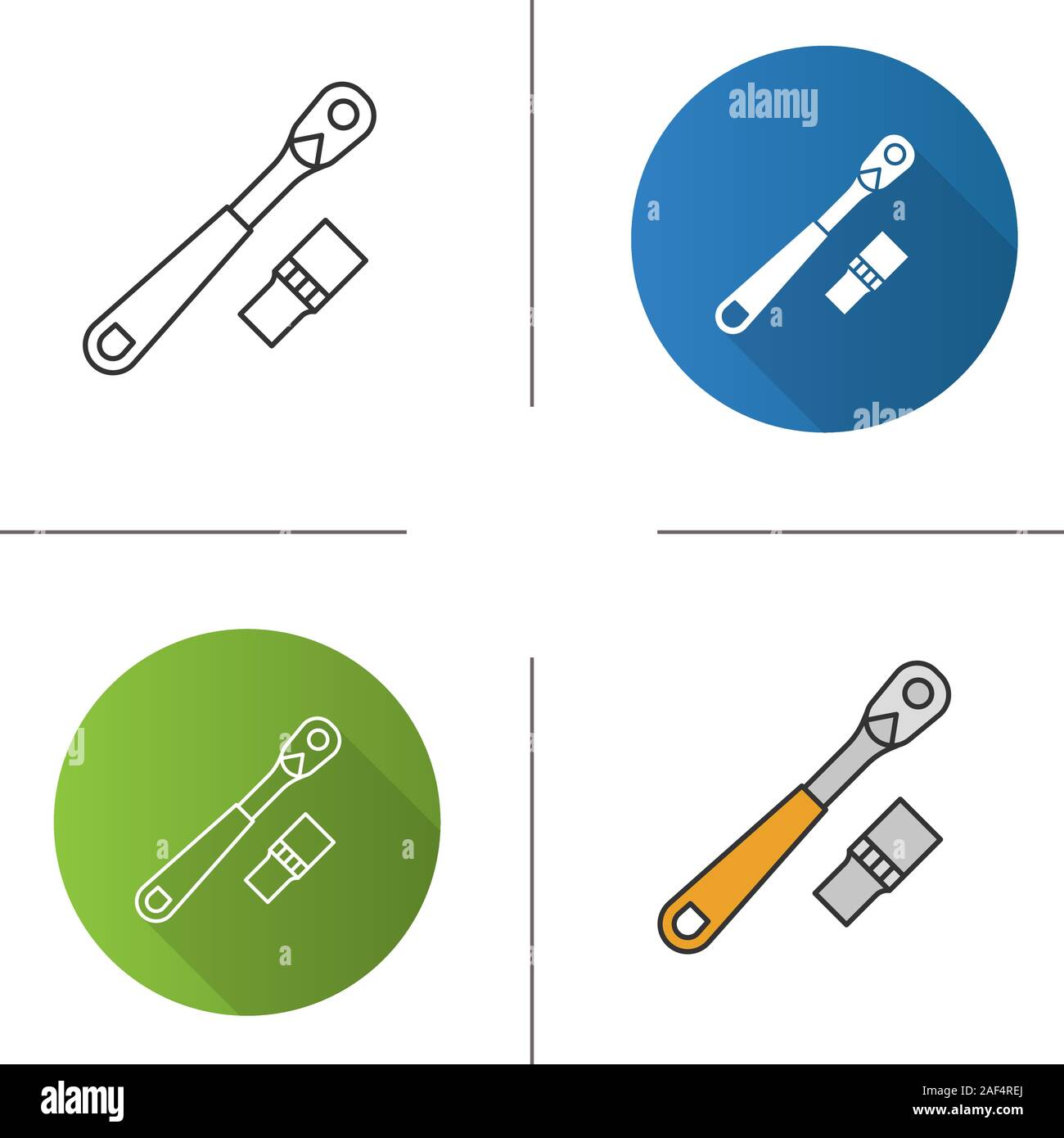 Ratchet icon. Flat design, linear and color styles. Isolated vector