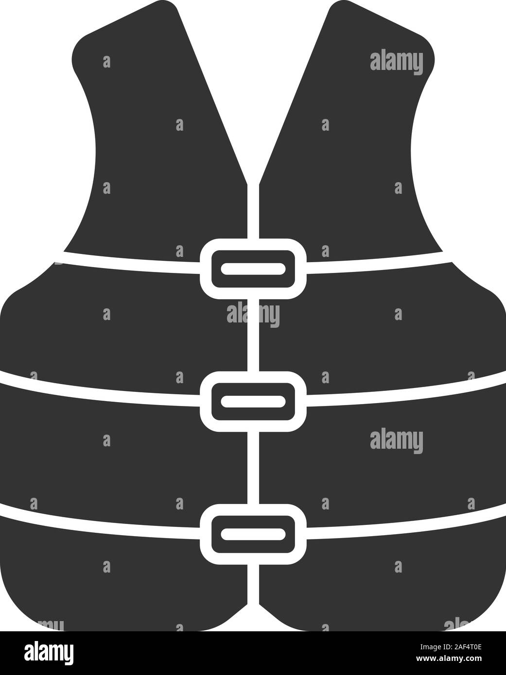 Life jacket glyph icon. Boating life vest. Silhouette symbol. Negative