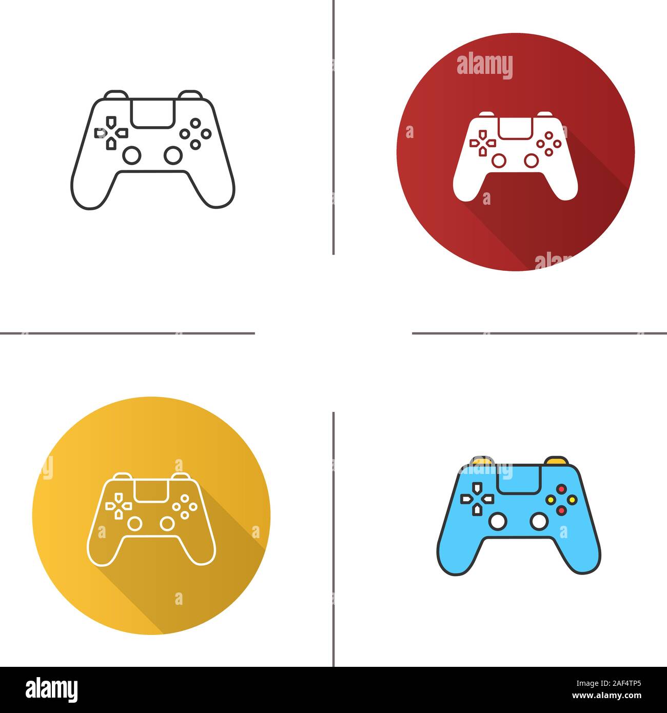 Gamepad icon. Flat design, linear and color styles. Joystick. Isolated vector illustrations Stock Vector