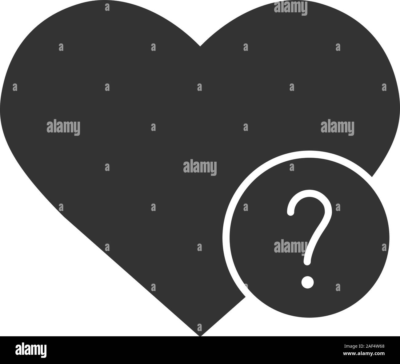 Heart with question mark glyph icon. Silhouette symbol. Mobile phone ...