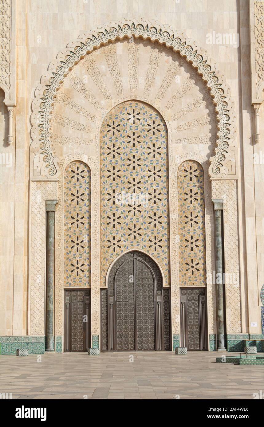 Doorway at the Hassan II Mosque - Africa's largest mosque - Casablanca, Morocco Stock Photo