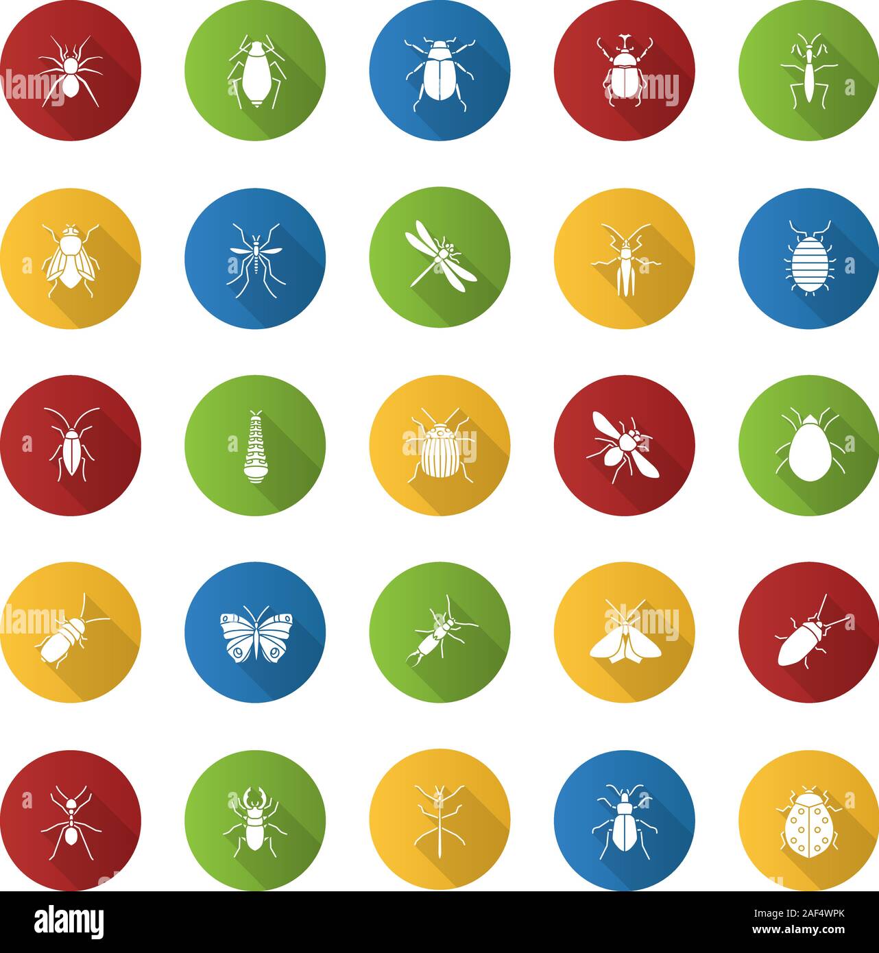 Insects flat design long shadow glyph icon. Bugs. Entomologist ...