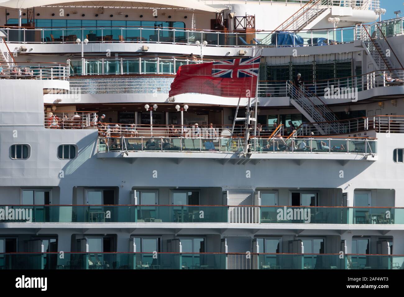 The P O Cruises Ship Ventura Docked In The Port Of Funchal Madeira In Nice Sunshine Viewed From The Rear Showing Aft Decks And Balconies Stock Photo Alamy
