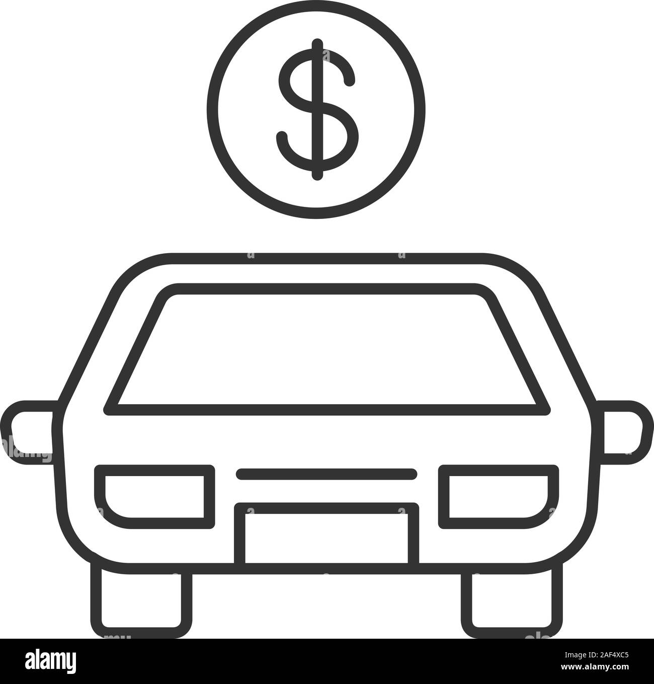 Car with dollar sign linear icon. Automobile. Thin line illustration ...