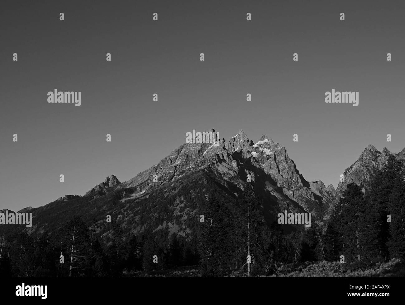 The Cathedral Group of mountains are the tallest in Grand Teton National Park. Stock Photo