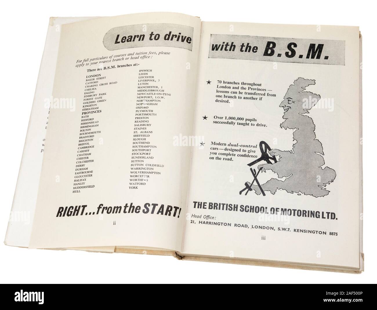 Lear to Drive with the BSM in How to Drive a Car instruction book by the British School of Motoring, 1950 Stock Photo