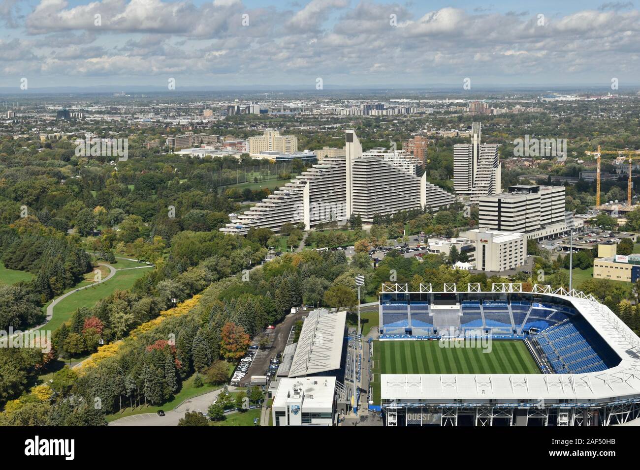 The Montreal Olympic Park, Montreal, Quebec, Canada Stock Photo