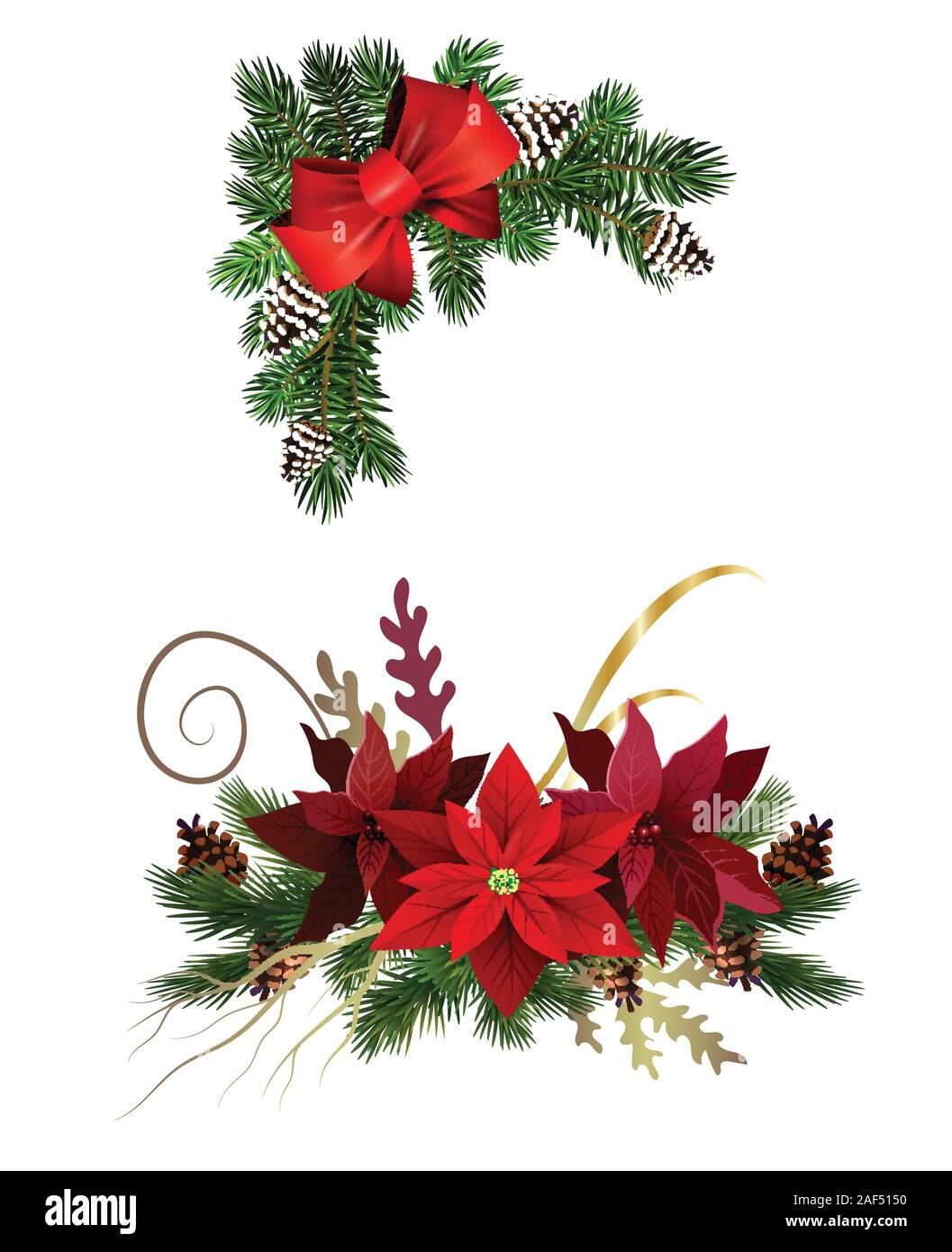 Christmas decorations with fir tree collection isolated Stock Vector ...