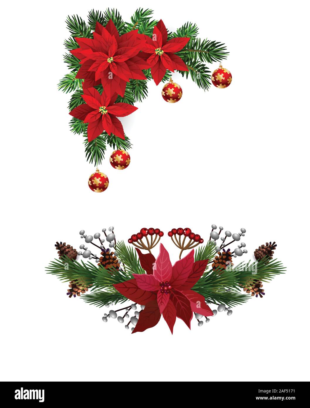 Christmas decorations with fir tree collection isolated Stock Vector ...