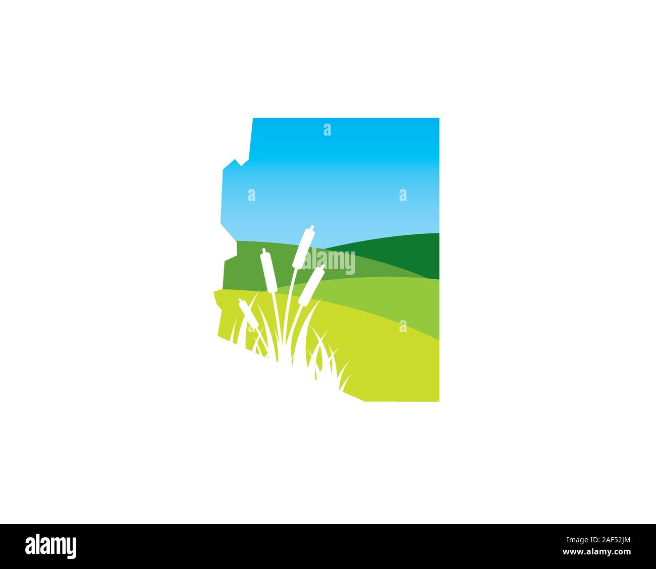 arizona map with valley hill plants landscape logo Stock Vector