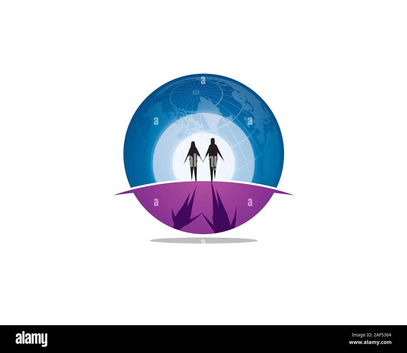 eldelry senior couple walks together into the sunset Stock Vector