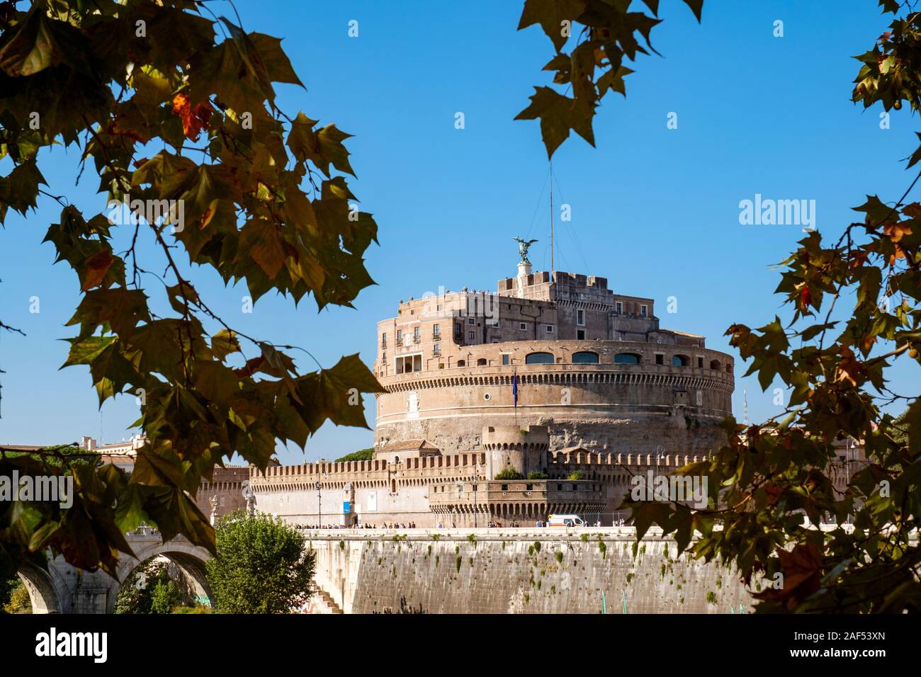 Ancient Rome buildings, Castel Sant'Angelo or Castle of the Holy Angel, Mausoleum of Hadrian, Rome, Italy Stock Photo