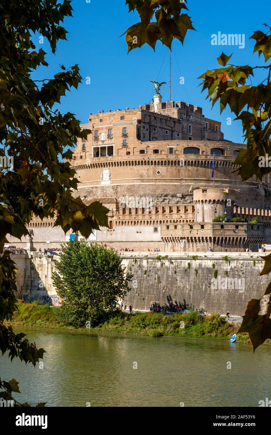 Ancient Rome buildings, Castel Sant'Angelo or Castle of the Holy Angel, Mausoleum of Hadrian, Rome, Italy Stock Photo