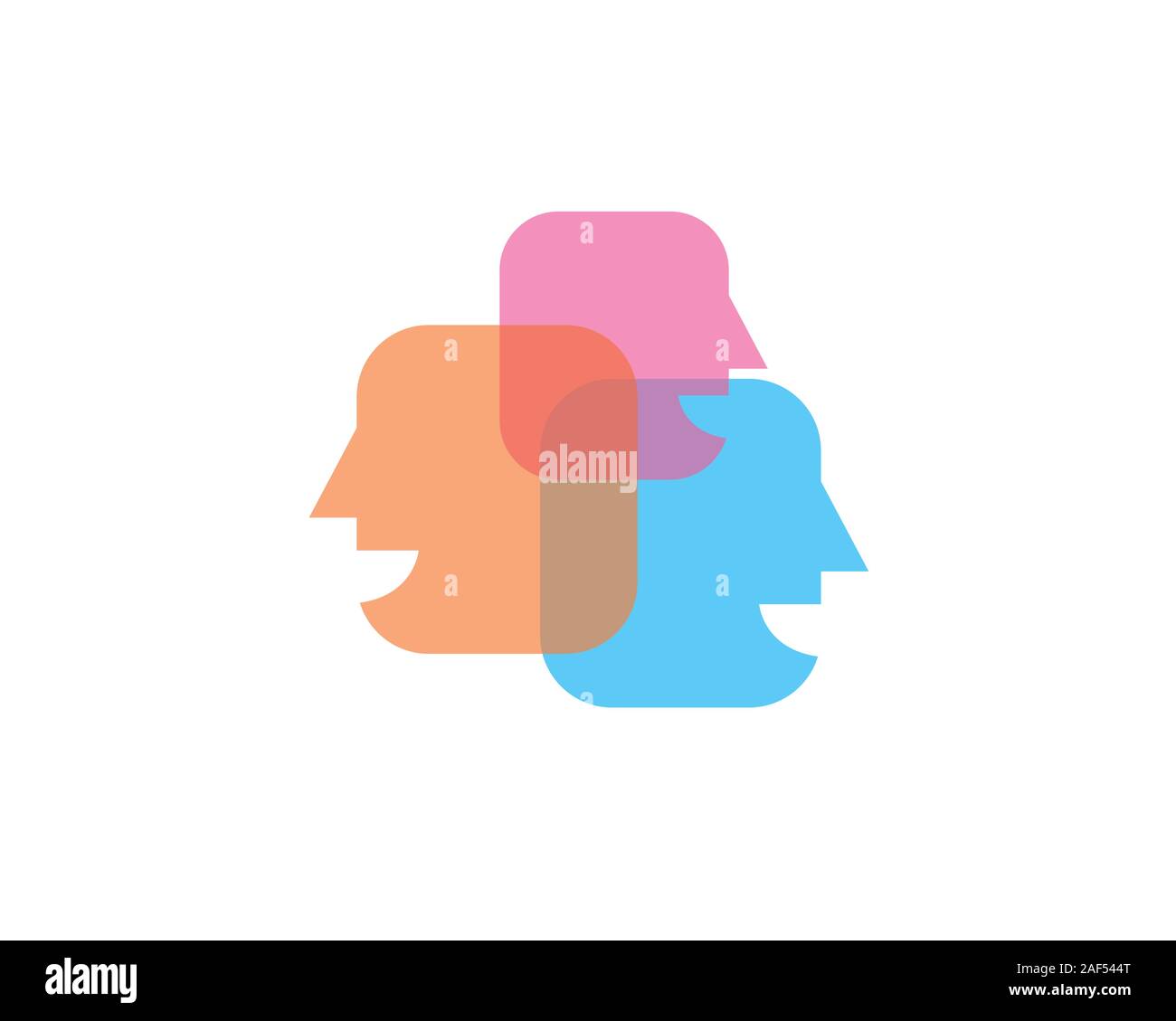 mask colorful transparent overlapped face icon Stock Vector