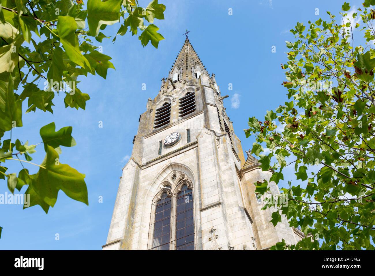Church tower, Montmorillon, La Vienne, France Stock Photo