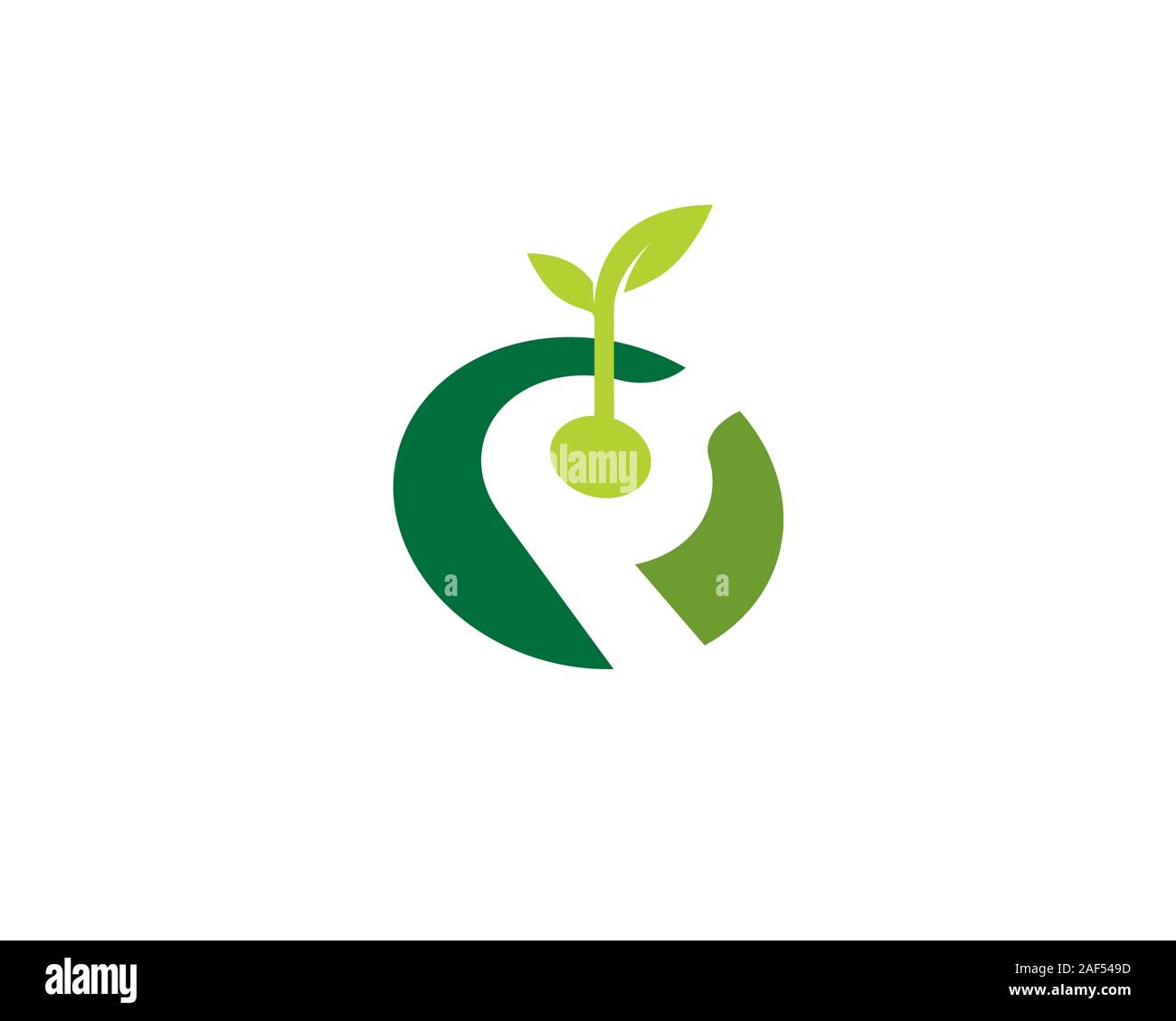green ecology plant center letter p Stock Vector