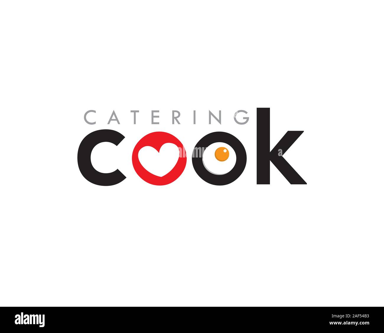 cook fire lettermark wordmark chef food with love and egg Stock Vector