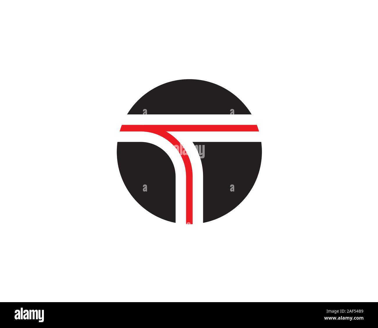 letter T section road anagram monogram wordmark Stock Vector