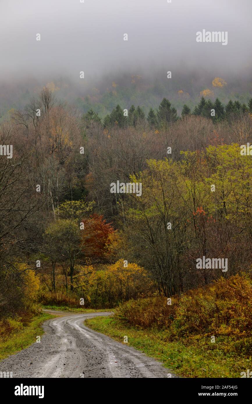 Autumn scenic in rural Otsego County, New York, USA. Stock Photo