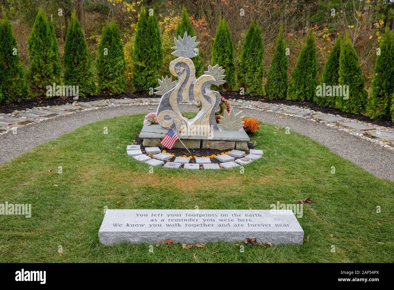 Schoharie, New York: Shrine erected to honor the twenty victims of the Schoharie Limousine Crash of October, 2018. Stock Photo