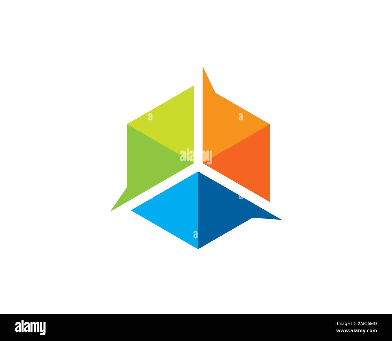 colorful hexagon chat bubble word Stock Vector