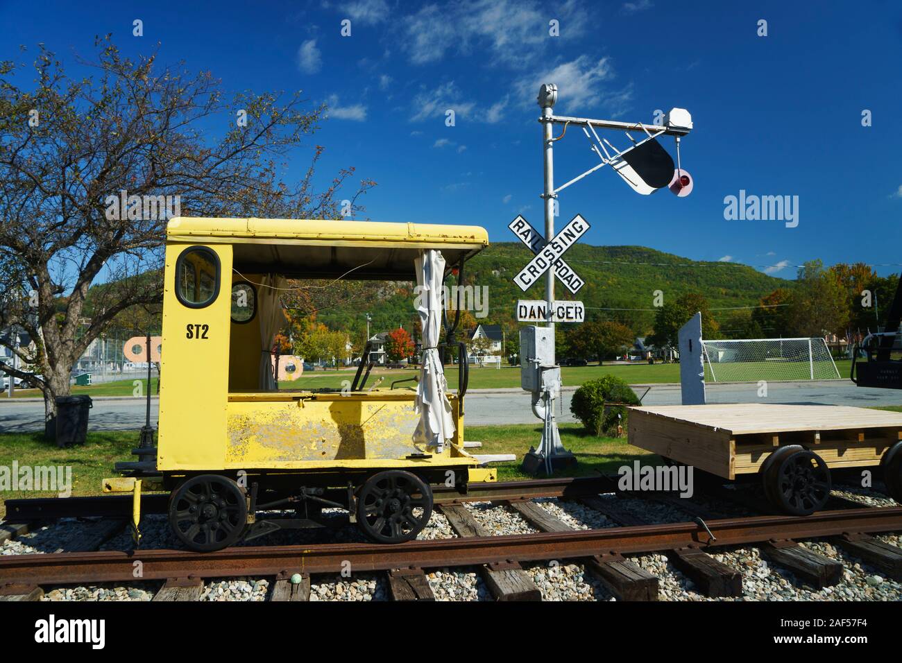 Vintage draisine displayed at Gorham Historical Society and Railroad Museum, New Hampshire, USA. Stock Photo