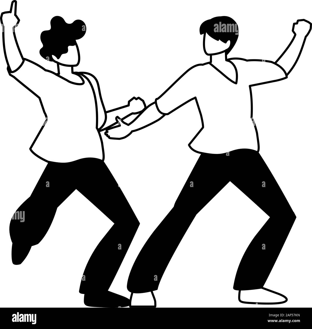 silhouette of men in pose of dancing on white background vector ...