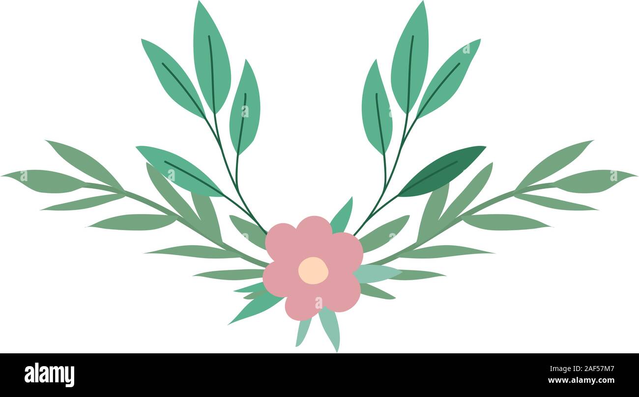 Isolated flower with leaves wreath vector design Stock Vector Image ...