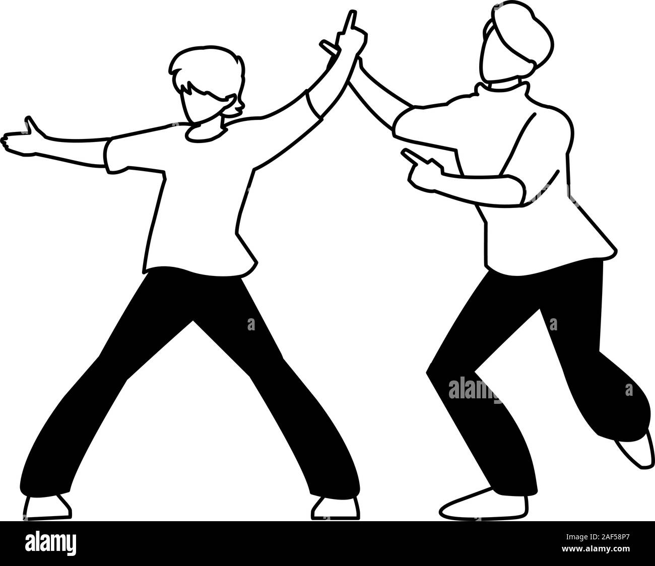 silhouette of men in pose of dancing on white background vector ...