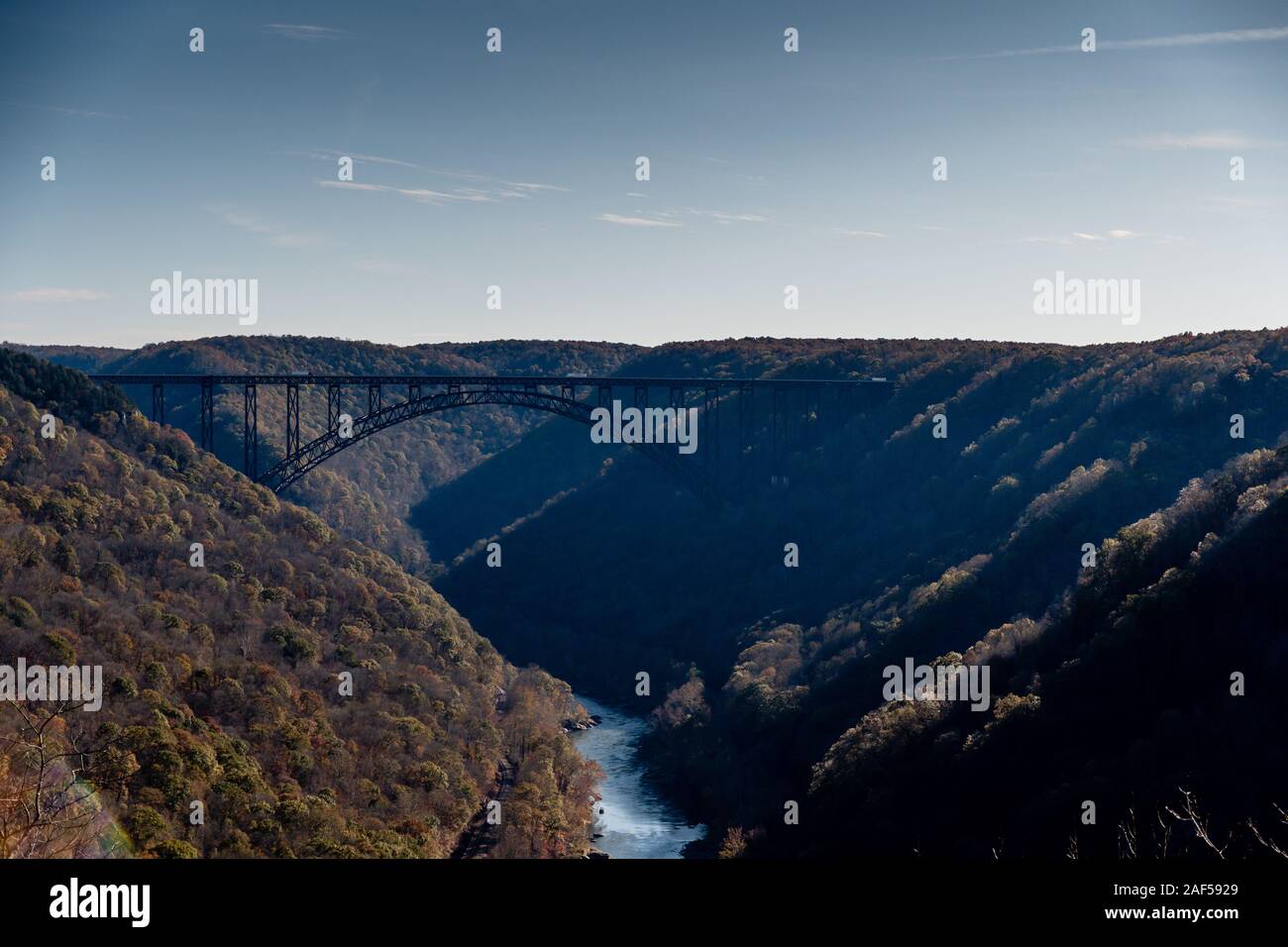 view of New River Bridge in Lansing West Virginia during fall