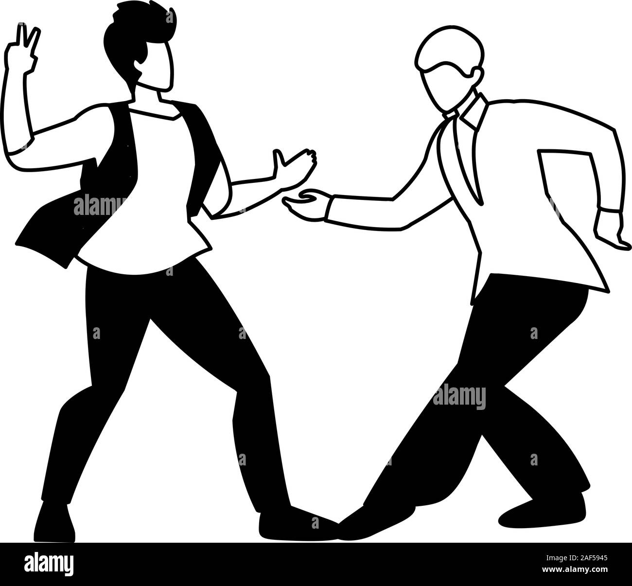 silhouette of men in pose of dancing on white background vector ...