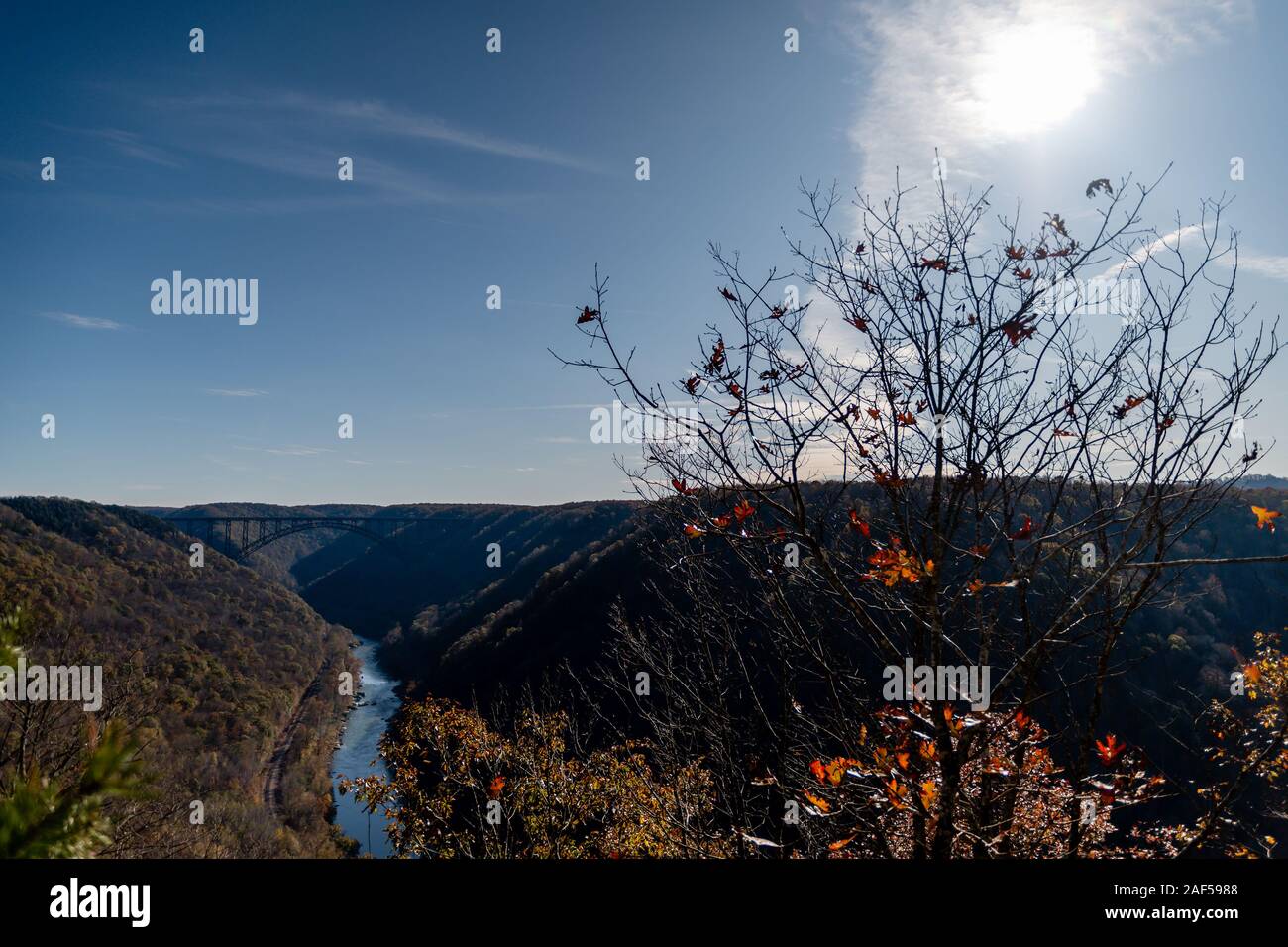 view of New River Bridge in Lansing West Virginia during fall