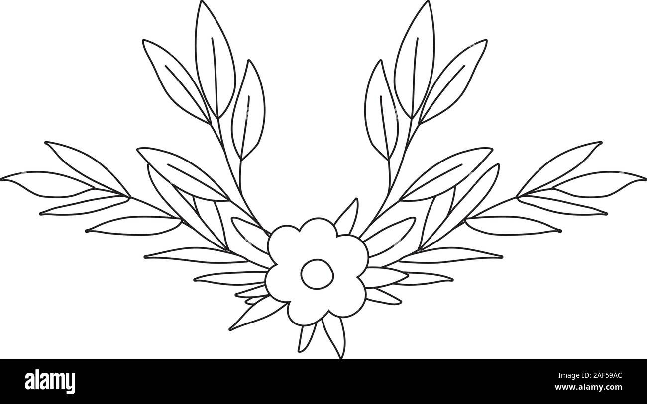 Isolated flower with leaves wreath vector design Stock Vector Image ...