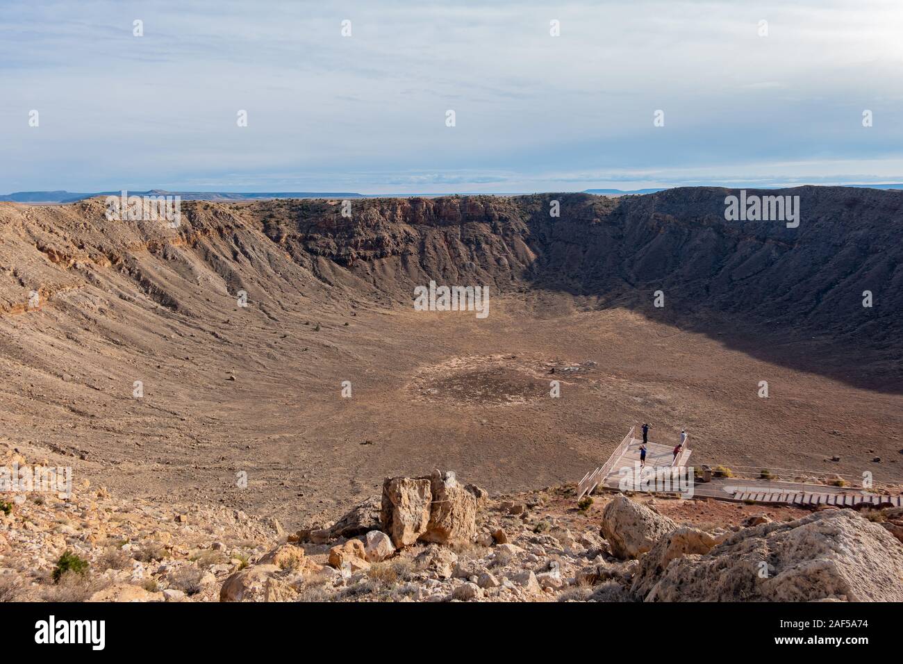 High angle view of the Meteor Crater Natural Landmark at Arizona Stock Photo