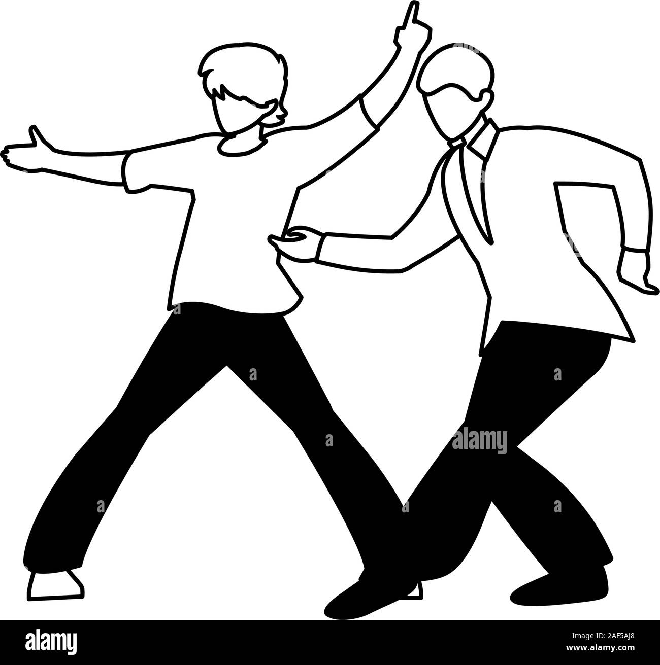 silhouette of men in pose of dancing on white background vector ...