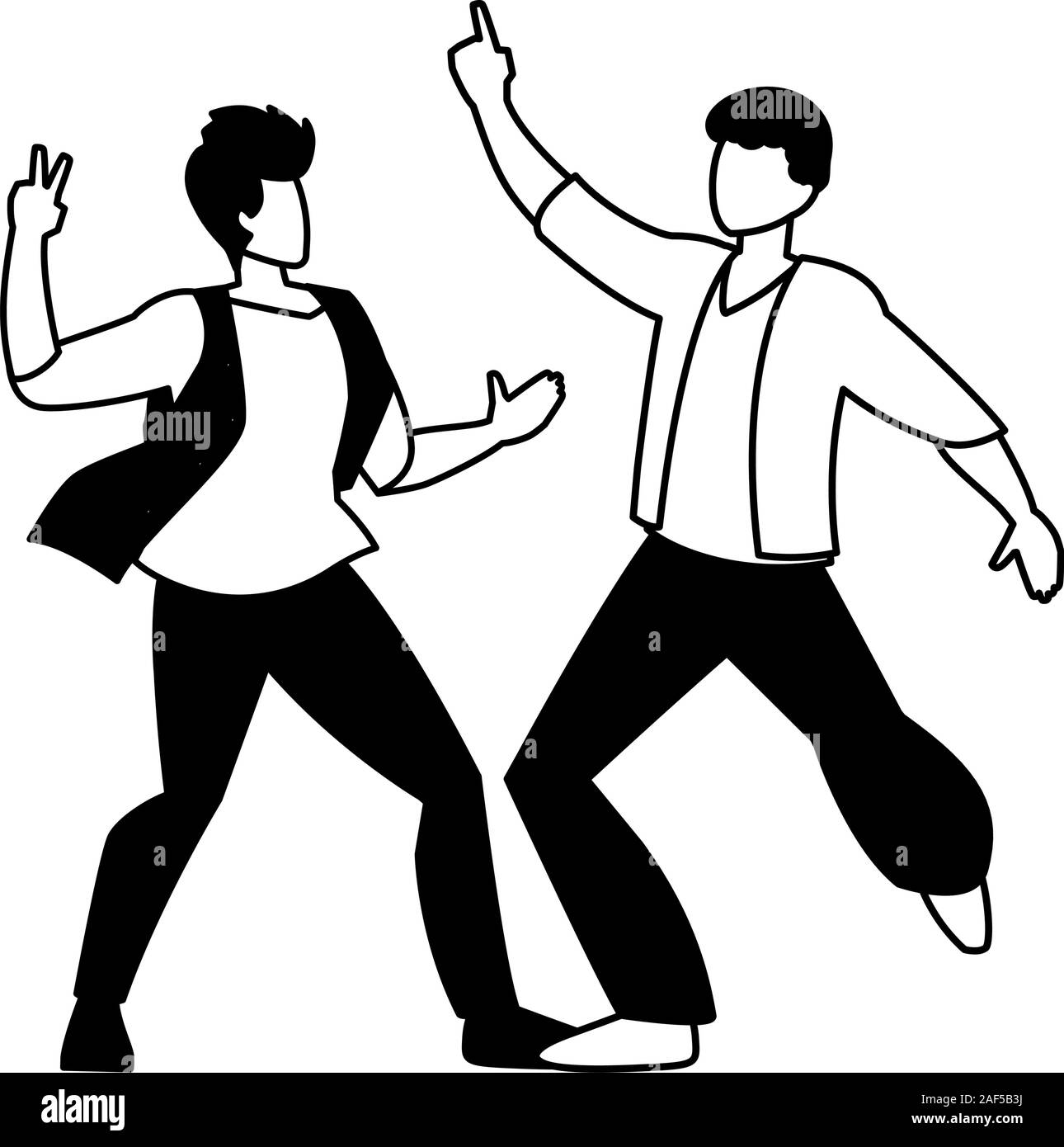 silhouette of men in pose of dancing on white background vector ...