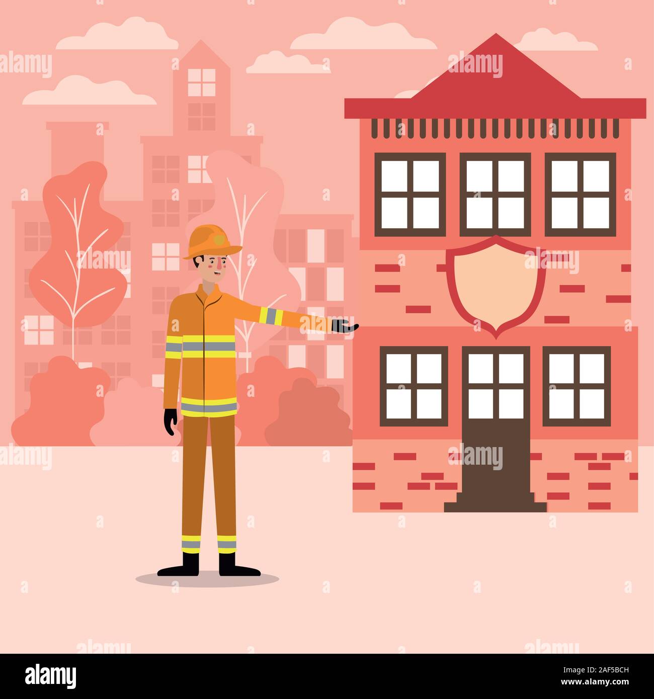 Firefighter man and house vector design Stock Vector Image & Art - Alamy