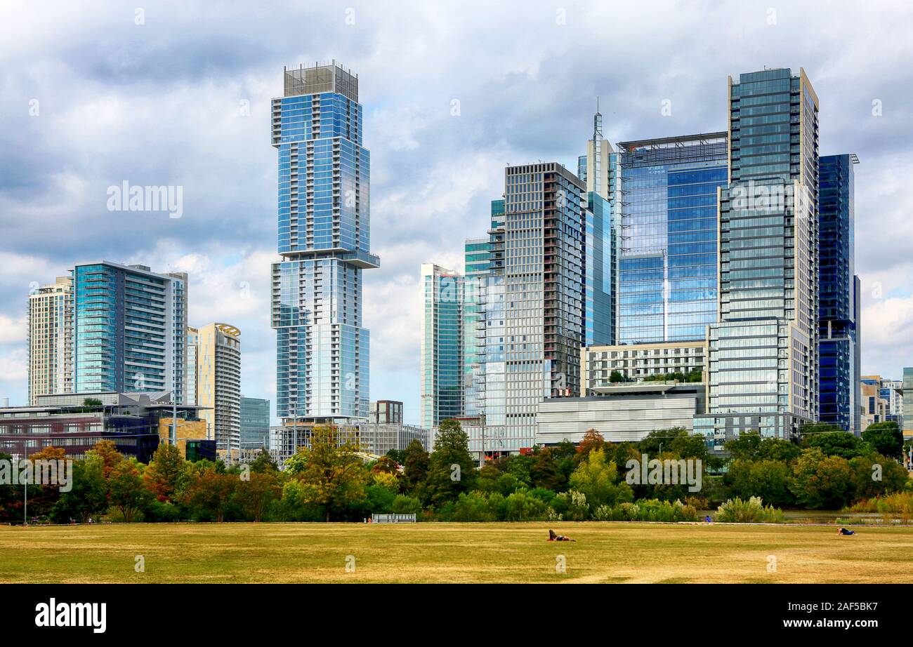 Austin, Texas, May 18, 2019. Constructions of new modern buildings in downtown, Austin. Austin is the number 1 fastest-growing large city in US. Stock Photo