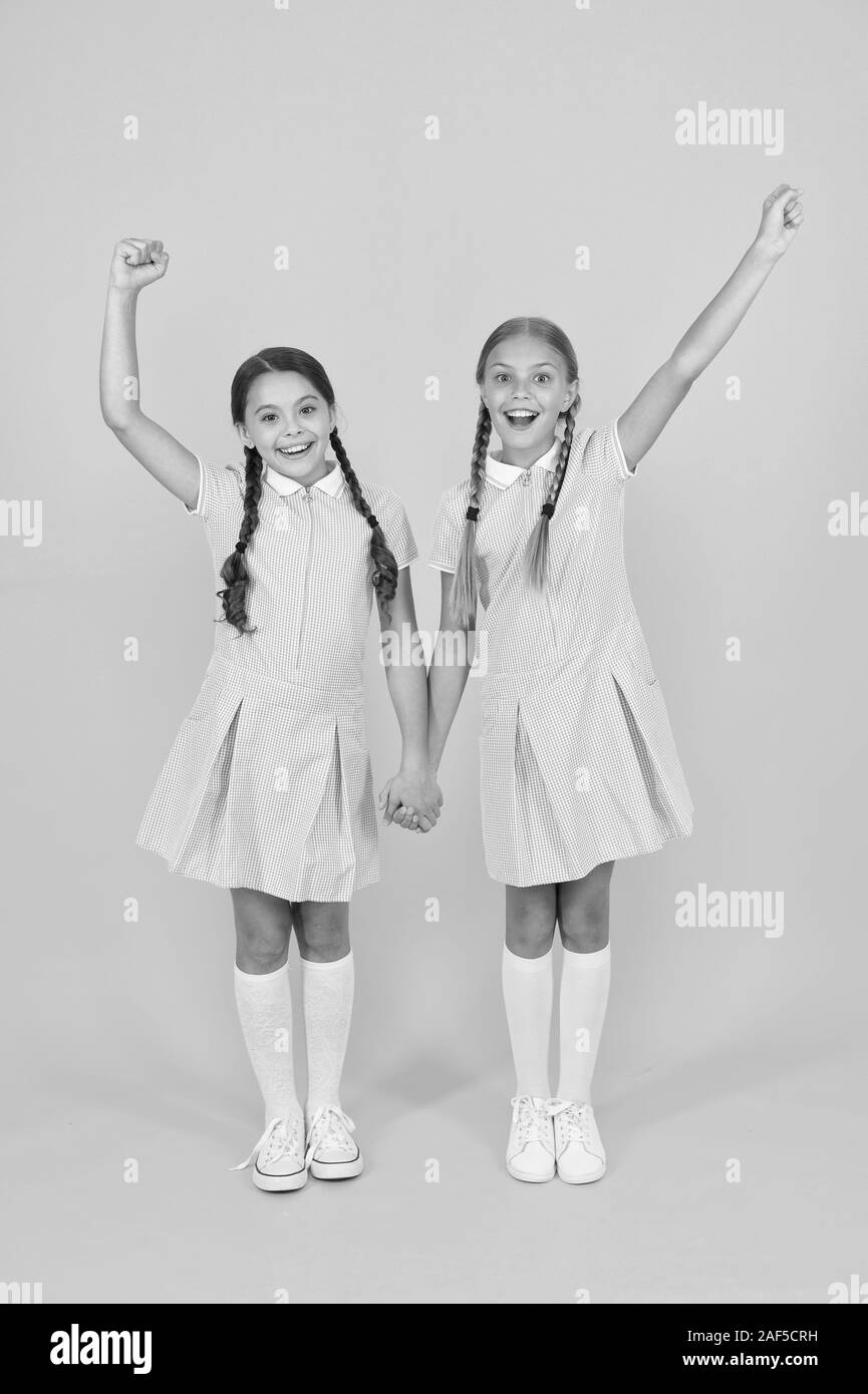 Beautiful Schoolgirls Back To School Concept Hairdresser Salon
