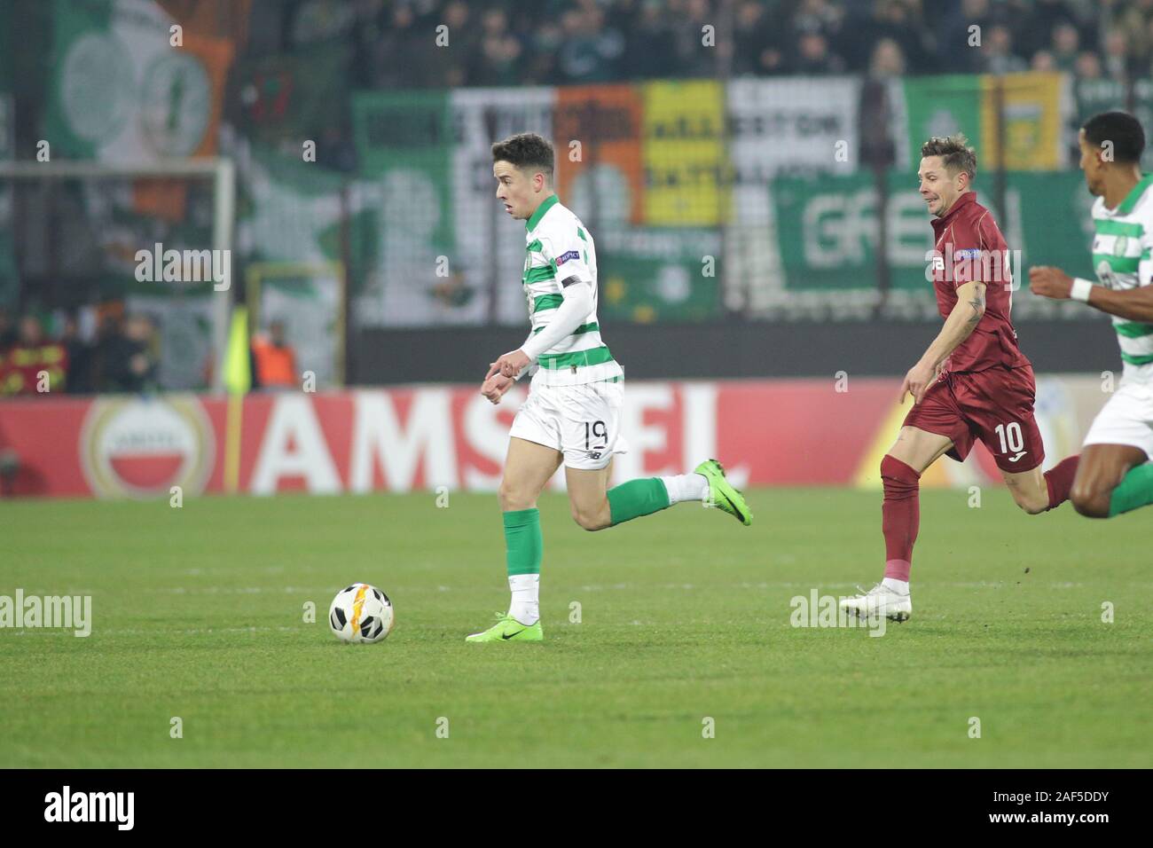 CLUJ-NAPOCA, ROMANIA - DECEMBER 12: Celtic's Michael Johnston during the UEFA Europa League group E match between CFR Cluj and Celtic FC at Dr.-Constantin-Radulescu-Stadium on December 12, 2019 in Cluj-Napoca, Romania. (Photo by MB Media) Stock Photo