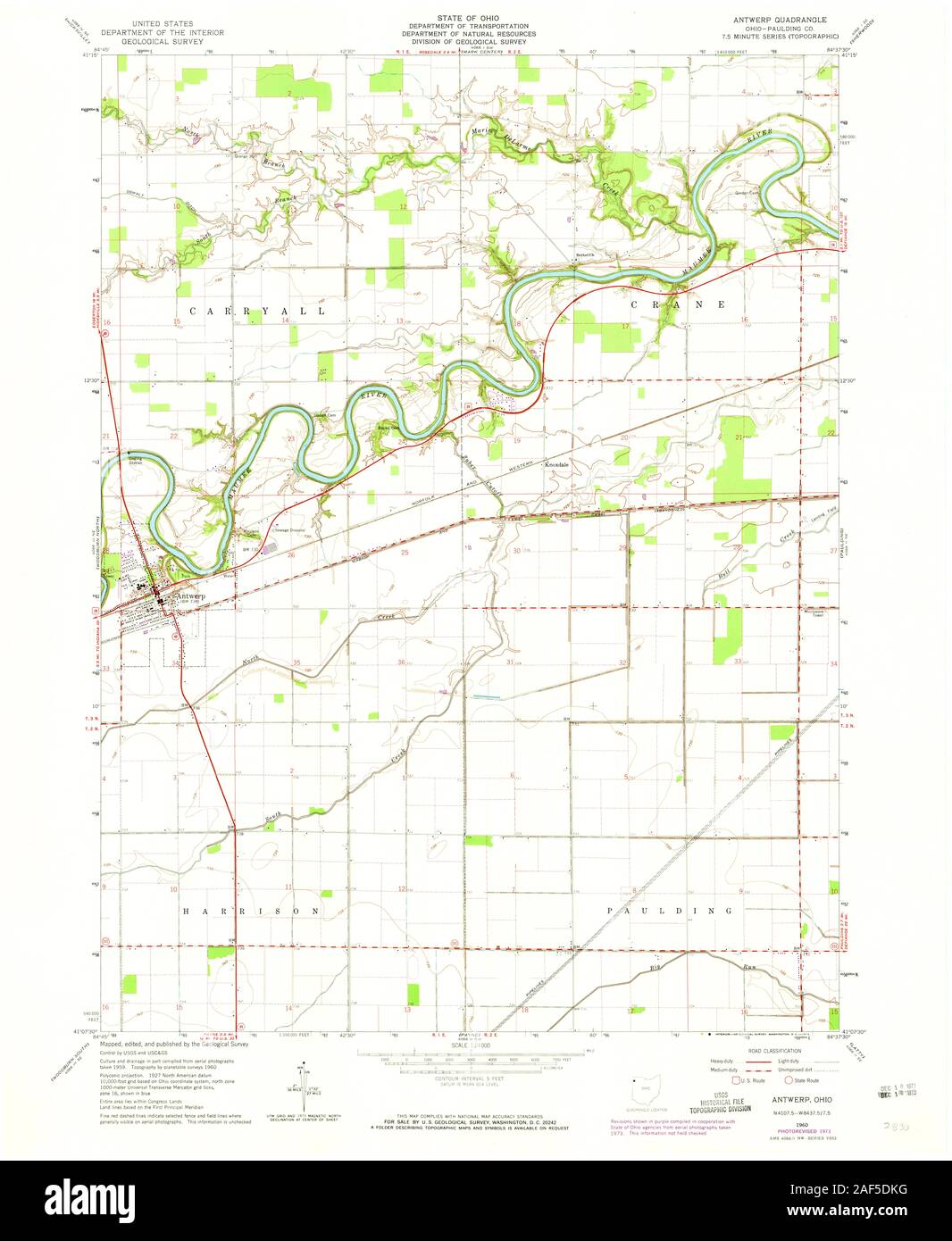 USGS TOPO Map Ohio OH Antwerp 224778 1960 24000 Restoration Stock Photo